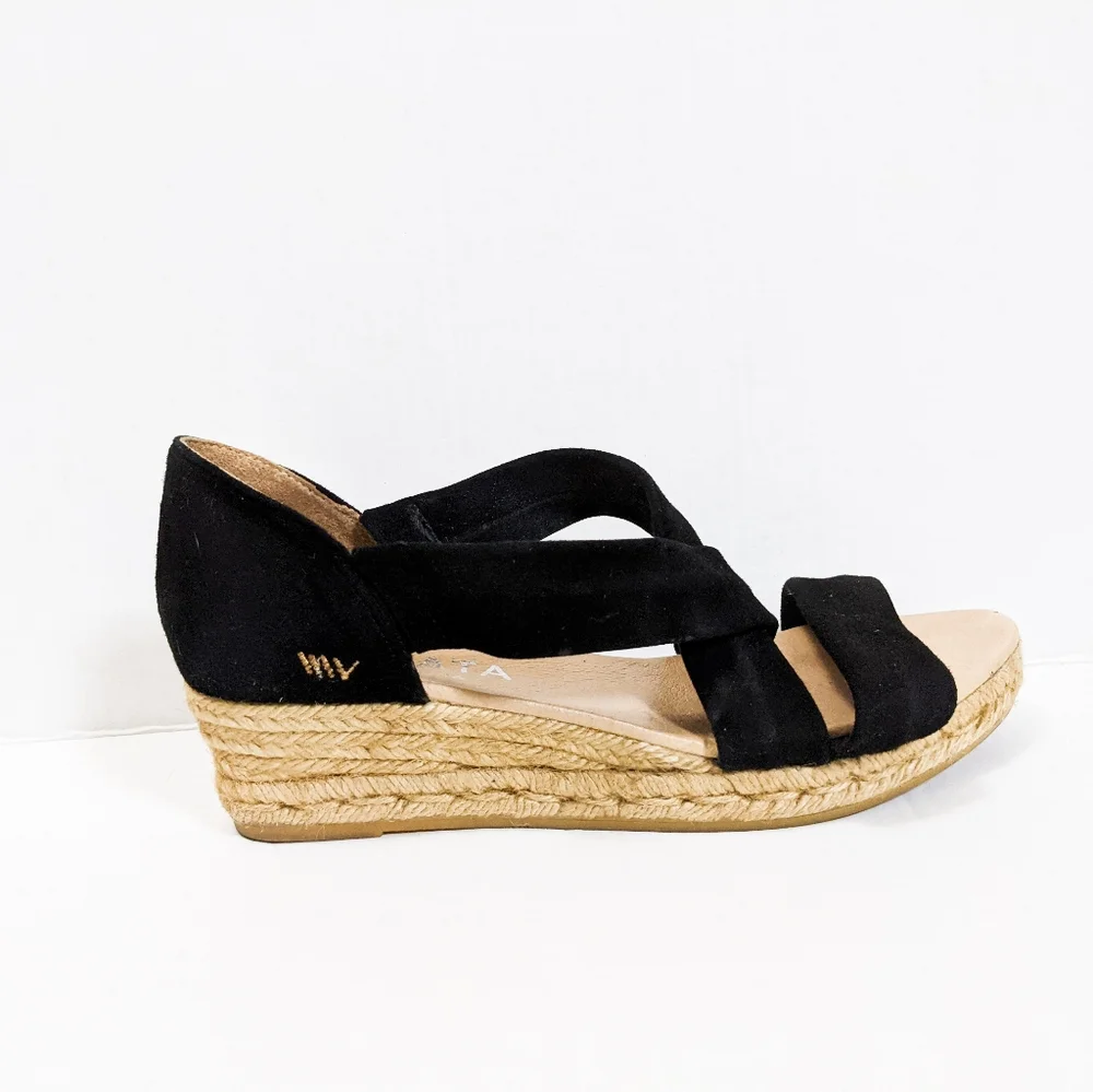Viscata Barcelona black espadrille wedge sandal